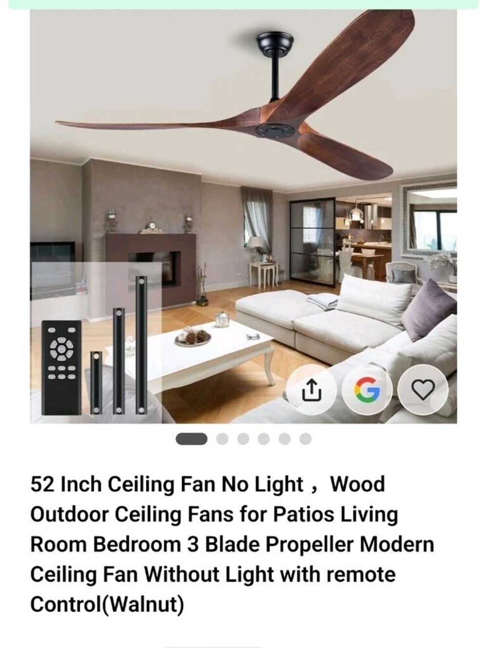 🔥52 Inch Solid Wood Ceiling Fans  and Remote, Black Walnut🔥